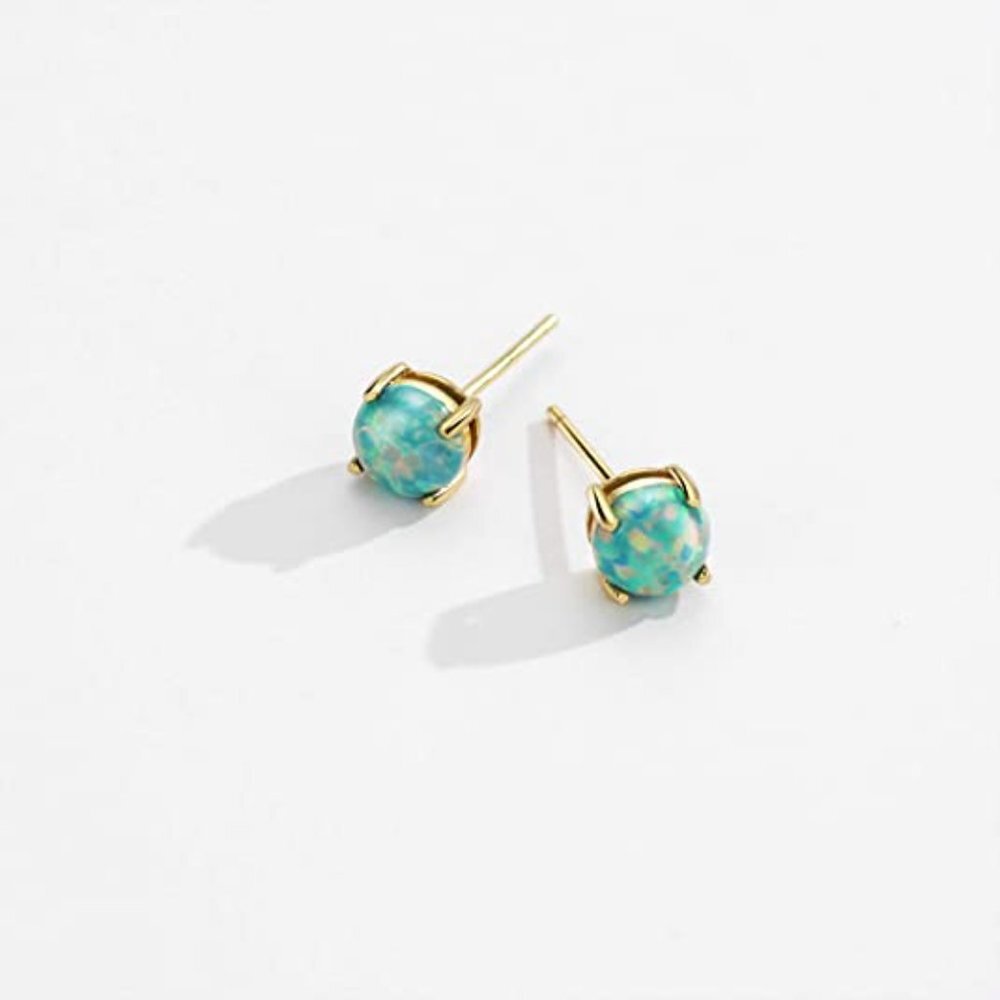 Opal Stud Solitaire Earrings